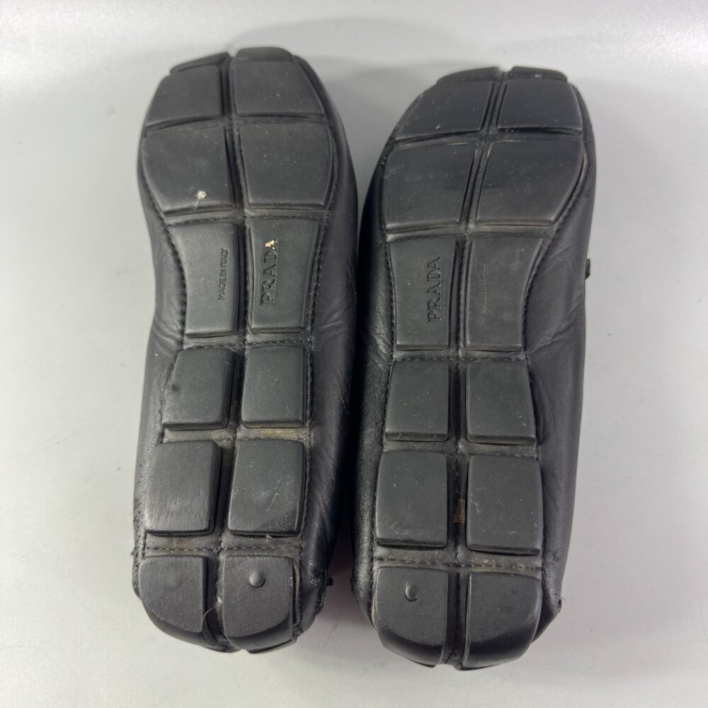 Prada Black Leather Horsebit Driving Loafers - Picture 8 of 14